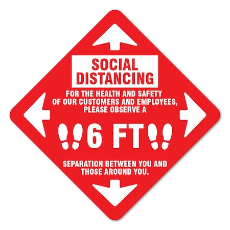 Social Distancing For Health And Safety Non-Slip Floor Graphic, 12PK
